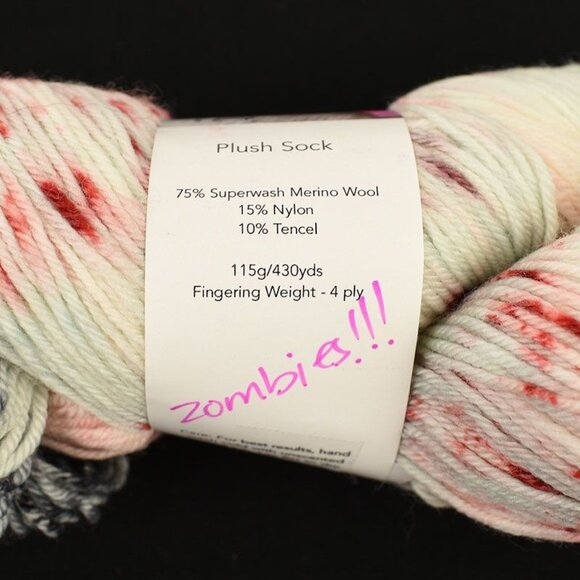 Lolo Did It Plush Sock Yarn SW Merino Fingering Weight 115g 430yds Color Zombies - Picture 3 of 3